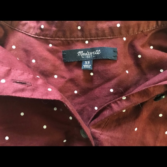 Madewell maroon red polka dot button popover top - Picture 4 of 4
